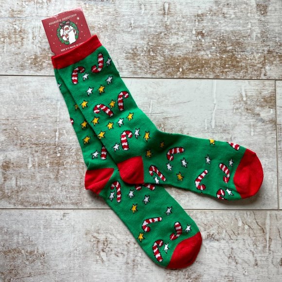 SALE! Season's Greetings Candy Cane Socks - Picture 4 of 6
